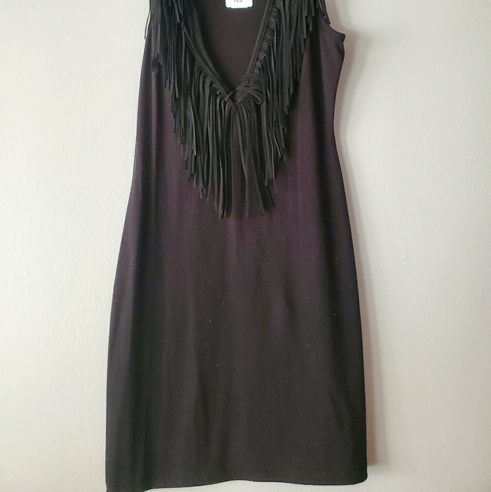 Fringe Collar Mini Tank Dress